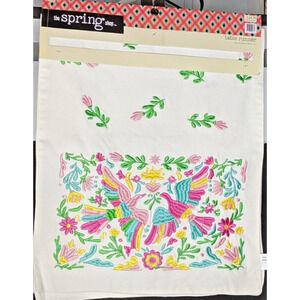 Table Runner Embroidered  Love Birds Bohemian Flowers 14"x72" Colorful NEW